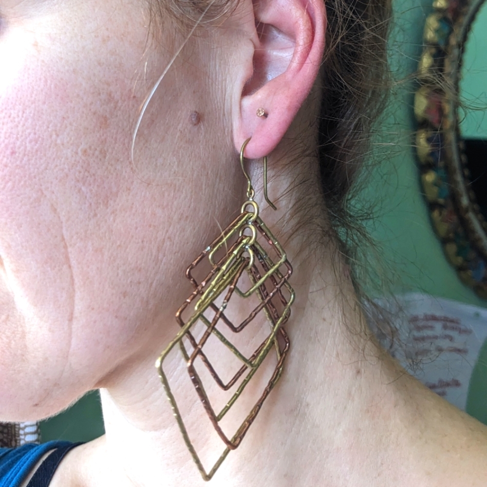 Geometric chandelier earrings